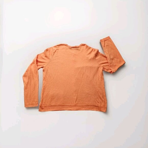 Lauren Ralph Lauren Cardigan Womens L Orange Buttons LS Boho Preppy Mature FLAW - Picture 2 of 13